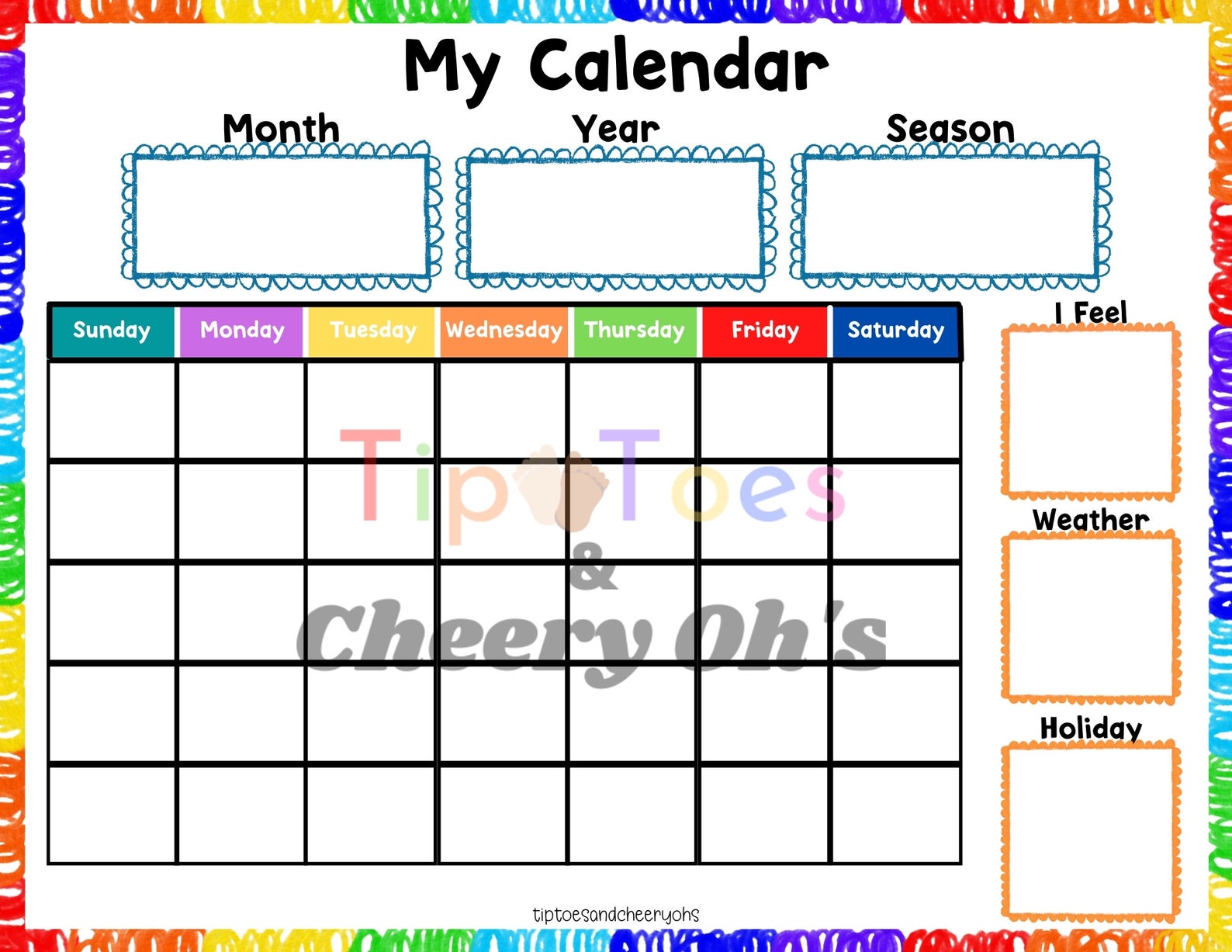 Kids Printable Calendar, Printable Perpetual Calendar, 2022, Circle ...