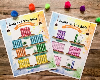 Bücher der Bibel Poster, Bibel druckbar, Altes Testament, Neues Testament, Bibelgedächtnis, Sonntagsschule, Andacht, Kinderkirche, Homeschool
