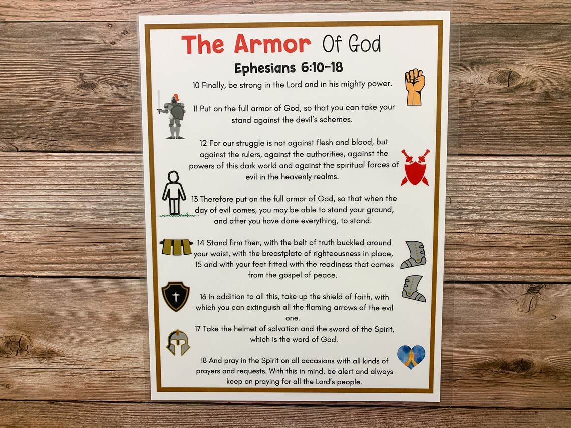 Armor of God Activity for Kids Homeschool Bible Worksheet Etsy