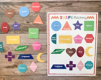 Preschool Shapes Matching Game, Printable Montessori Activity (PDF Download)