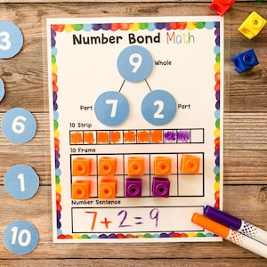 Ligações numéricas matemática, sentido numérico, educação em casa para impressão, aprendizagem e escola, parte parte inteira, planilha de matemática para crianças, decomposição de números