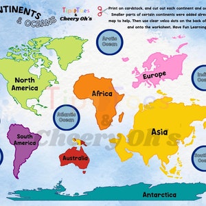 Continents Map Oceans World Map Puzzle Geography for Kids