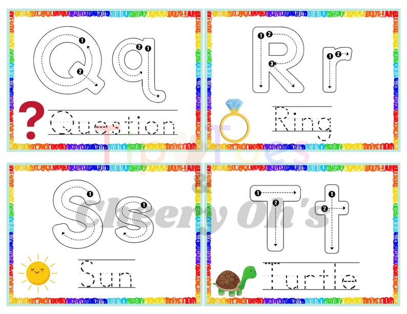 Alphabet Flashcards Handwriting Letter Tracing Preschool Etsy