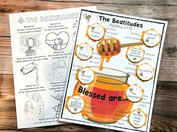 The Beatitudes, Homeschool Printable, Kids Bible Activity, Sunday School, Kids Bible Devotional, Christian Kids, Kindergarten, Bible Verse