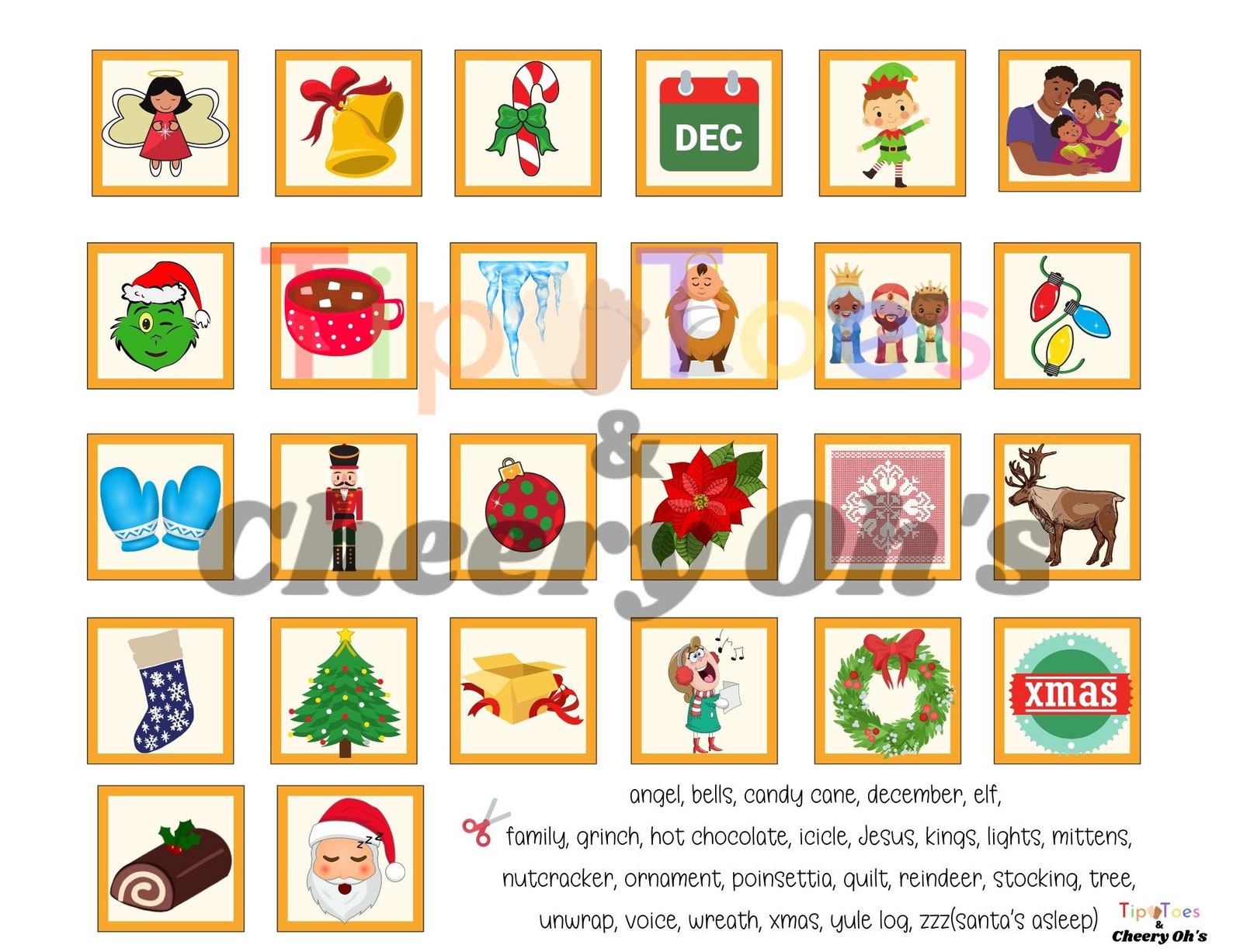 Printable Christmas Alphabet Game Beginning Sounds Letter Etsy