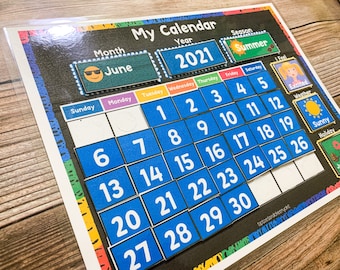 Calendário Perpétuo Infantil Imprimível, para Atividades em Grupo na Educação Domiciliar, Clima e Emoções (Download em PDF)