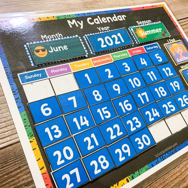 Kids Printable Calendar, Printable Perpetual Calendar, 2022,  Circle Time Morning Board, Homeschool Wall Calendar, Weather, Preschool