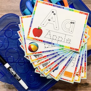 Tarjetas didácticas del alfabeto, escritura a mano, rastreo de letras, preescolar, jardín de infantes, tarjetas didácticas ABC, rastreo del alfabeto, imprimible, habilidades motoras finas