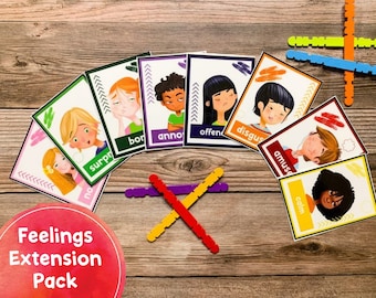 Kids Feelings Flashcards Extension, Montessori Learning (PDF Download)