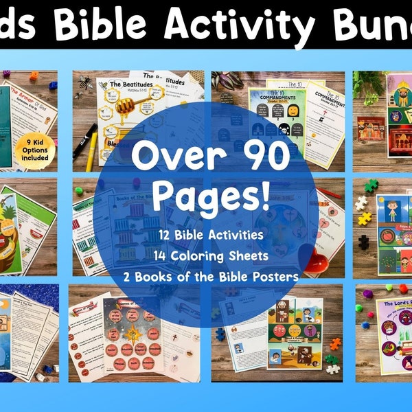 Bible Activity Bundle, Homeschool Printable, Sunday School, Christian Homeschool, Bible Verse, Christian Kids, Bible Coloring, Bible