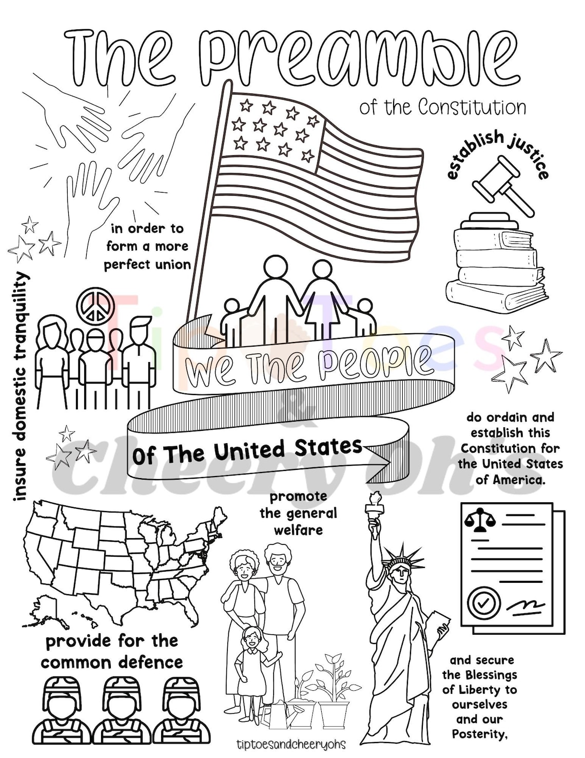 The Preamble for Kids Printable U.S. Constitution Preamble Etsy