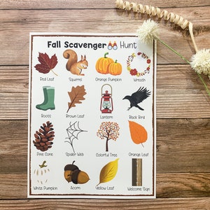 Kids Fall Activity, Fall Scavenger Hunt, Seek and Find Games, Autumn ...