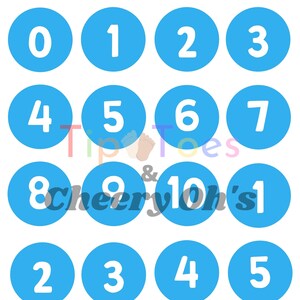 May include: A printable set of blue circles with white numbers from 0 to 10. The circles are designed to be cut out and used for educational purposes.
