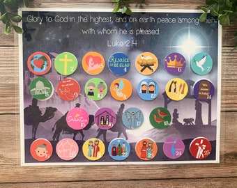 Weihnachts-Adventskalender für Kinder, Bibel-Aktivität, Countdown bis Weihnachten druckbar, Bibelvers, christliche Kinder, Weihnachts-Countdown