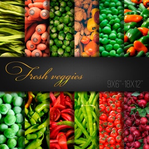 Fresh Veggies / Veggies Digital Paper / Veggies Scrapbooking Tools / Veggies Scrapbook Paper / 12 Real Photos / Big size