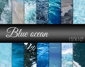 Blue Ocean, Water Paper Pack, Water Scrapbook Paper, Water Paper, Ocean, Water Digital Paper, Ocean Waves, Scrapbook Paper voor kunstprojecten