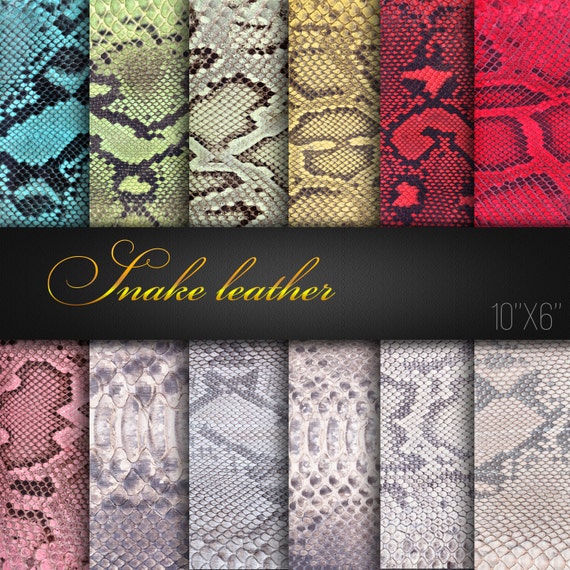 Digital Craft Papers / Natural Snake Leather Textures / Pack of 12 JPG / Snake Skin / Reptile leather / Digital Scrapbook Paper / Real Photo