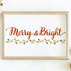 Christmas Printable Wall Art, Merry and Bright poster, Merry Christmas, Print Art Holiday Decor, Holiday Christmas Poster, DIGITAL DOWNLOAD