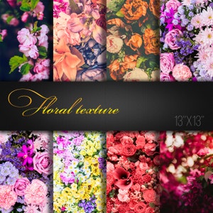 Florale Texturen / FloralEs Digitales Papier / Blumen Scrapbooking Tools / Floral Scrapbook Papier / 8 echte Fotos / Große Größe / 300 dpi