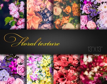 Texturas florales / Papel digital floral / Herramientas de scrapbooking de flores / Papel de álbum de recortes floral / 8 fotos reales / Tamaño grande / 300 ppp