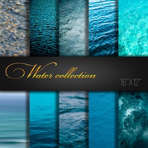 Water Collection / Water Paper Pack / Water Scrapbook Paper / Water Paper / Ocean / Sea / Water Digital Paper / Wave / Blue / Big size