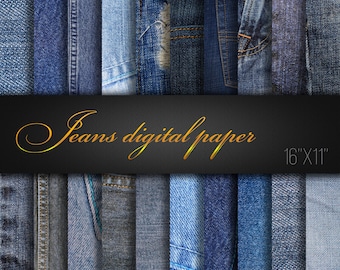 Jeans Digital Paper / Jeans Paper Pack / Jeans Scrapbook Paper / Denim Paper / Denim Fabric  / Jeans Texture / 20 Real Photos / 300dpi