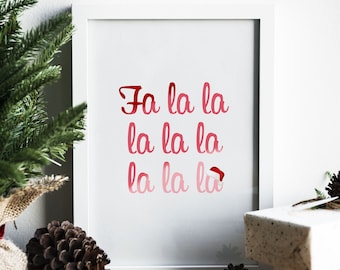 Navidad Imprimible Arte de pared Fa la la Feliz Navidad Decoración Imprimir Arte Holiday Decor Holiday Printable Christmas Poster *DESCARGA DIGITAL*