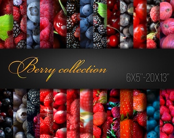 Berry Collection / Strawberry Blueberry Raspberry Blackberry / Paper For Craft / Digital Paper / Pack de 26 archivos JPG 300dpi / Fotos Reales
