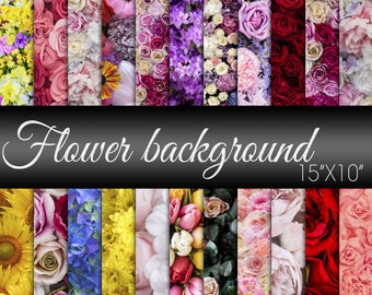 Fondo de flores, Flor de papel digital, Paquete de papel de flores, Scrapbooking de flores, Fondo floral, para bodas e invitaciones de cumpleaños