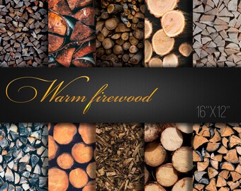 Warm Firewood / Firewood Paper Pack / Firewood Scrapbook Paper / Firewood Paper / Logs / Timber / Wood / Wood Digital Paper / Big size