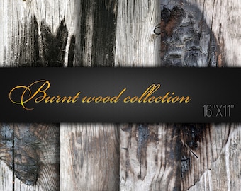 Papel de recorte digital / Colección de madera quemada / Pack de 7 archivos JPG 300dpi / Suministros de invitación / Fotos reales / Papeles para artesanía