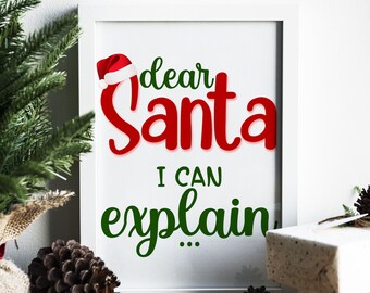 Arte de pared imprimible de Navidad, Querido póster de Santa, Feliz Navidad, Decoración navideña de pared, Póster de Navidad imprimible, Arte de Navidad, DESCARGA DIGITAL