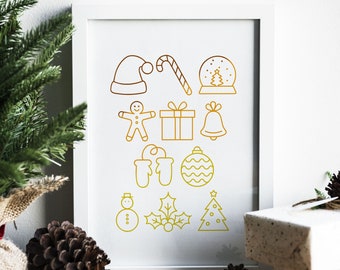 Navidad Arte de pared imprimible Adornos de Navidad Feliz Navidad Imprimir Arte Decoración navideña Cartel de Navidad imprimible de vacaciones * DESCARGA DIGITAL *