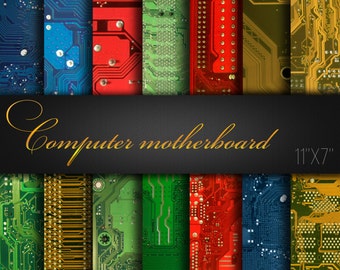Computer Digital Paper / Natural Tech Textures / Pack of 14 JPG-bestanden / Computer Moederbord Patroon / Digital Scrapbook Paper / Real Photos