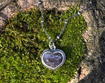 Little amethyst sage heart necklace