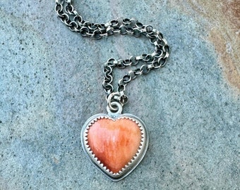 Orange spiny oyster heart pendant