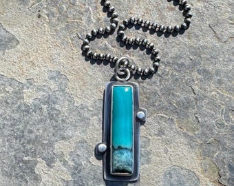 Bacan Chrysocolla Chalcedony bar pendant