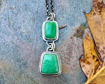 Double deep green lucin variscite necklace