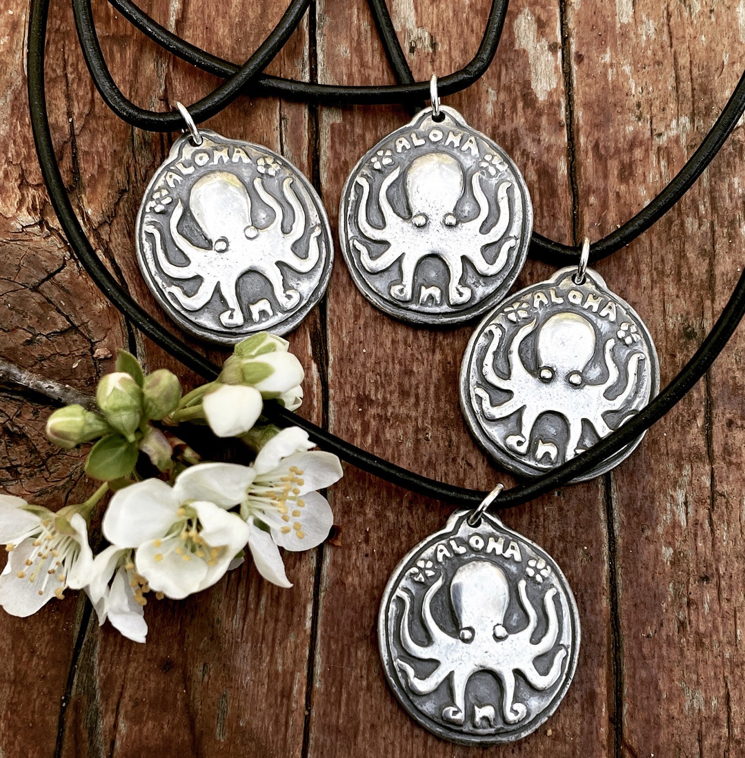 Silver David Nelson Band Hawai’i Aloha Octopus Pendant - Etsy