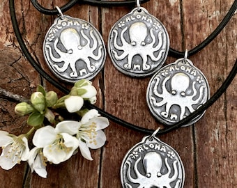 Silver David Nelson Band Hawai’i Aloha Octopus Pendant