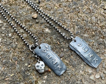 Silver punk tag pendant