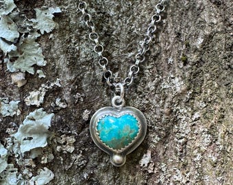 Tiny Kingman turquoise heart pendant