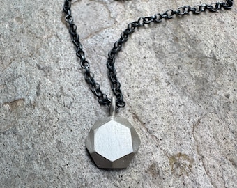 Silver hex jewel pendant