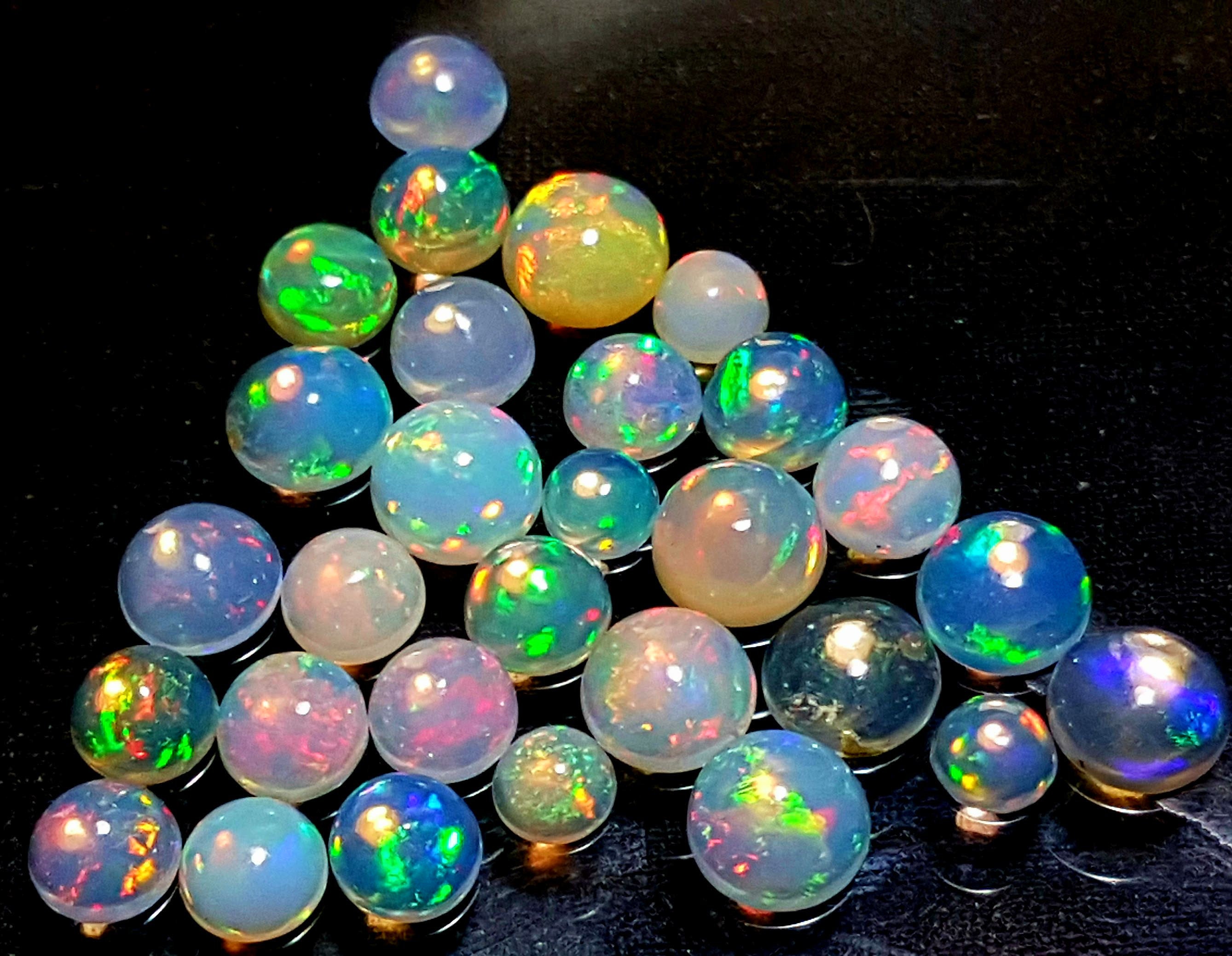 100% NATURAL ETHIOPIAN WELO FIRE OPAL ROUND SHAPE CABOCHON 4X4MM LOOSE GEMSTONE 