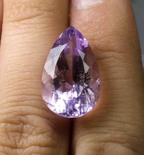 Natural good quality ring size faceted kunzite gem