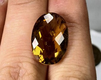 Natural good quality ring size faceted checkerboard shape citrine gem