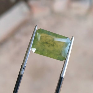 Natural fine quality beautiful 5 carats radiant cut shape faceted green hydrograssular garnet gem