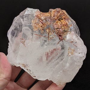 Natural aesthetic new find rutile var. sagenite crystals on matrix on quartz from Skardu Pakistan, 398 grams