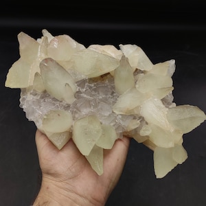 Natural large cabinet size top quality dogtooth calcite cluster on matrix on cubic fluorite from Loralai Baluchistan Pakistan, 1791 grams