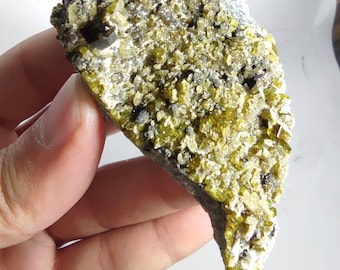 Andradite Garnet on matrix with green epidote and chlinochlore mica matrix from Afghanistan, 76 grams